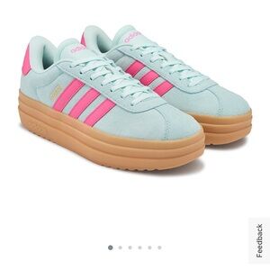 Adidas Women's Pastel Blue and Pink Sneakers